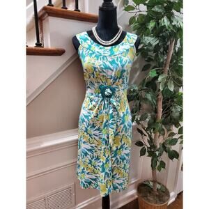 Susan Lawrence Women's Polyester Round Neck Sleeveless Knee Length Dress Size L